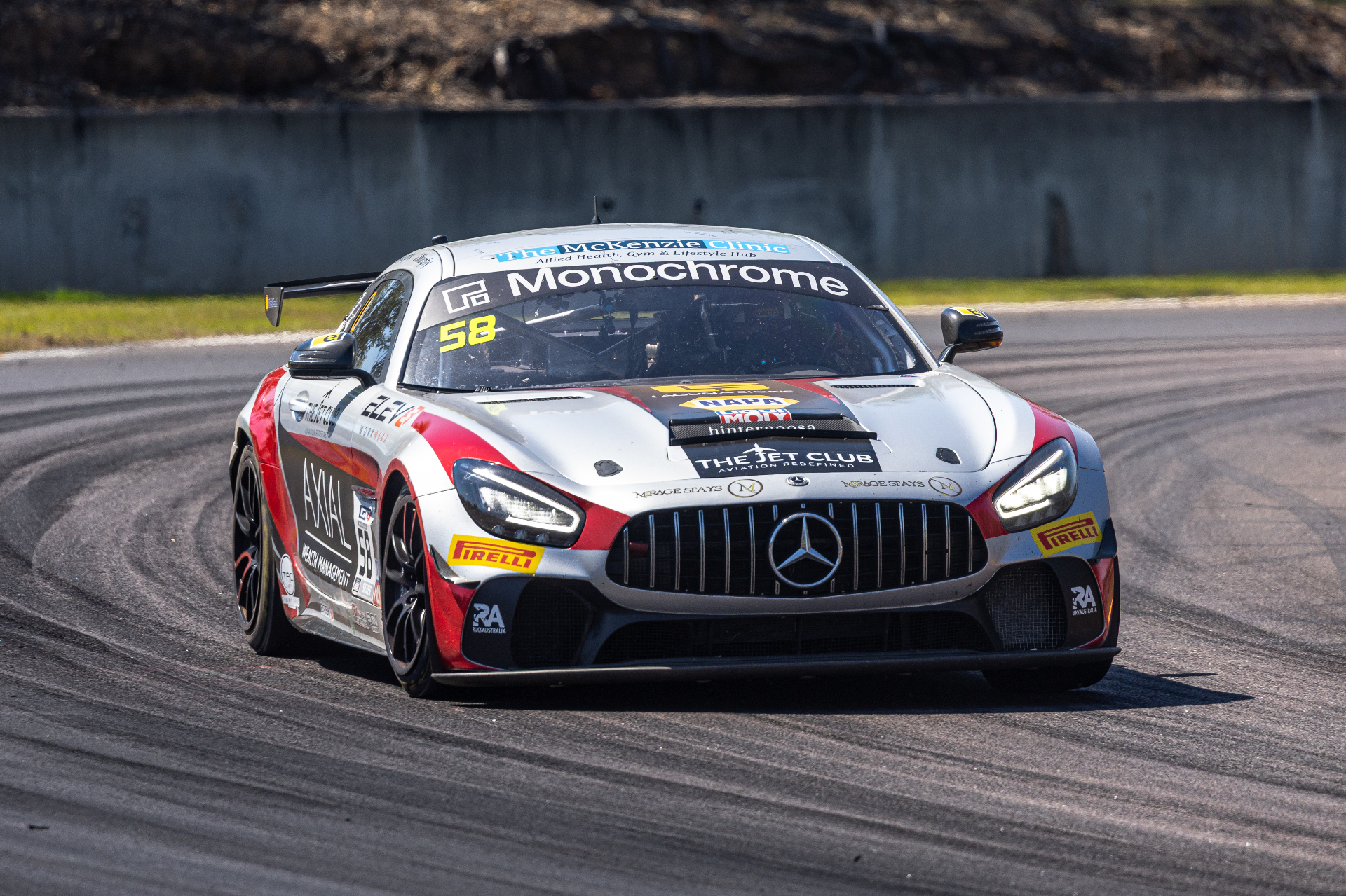 Murphy Racing #58 Mercedes-AMG GT4 on track in the Monochrome GT4 Australia Championship