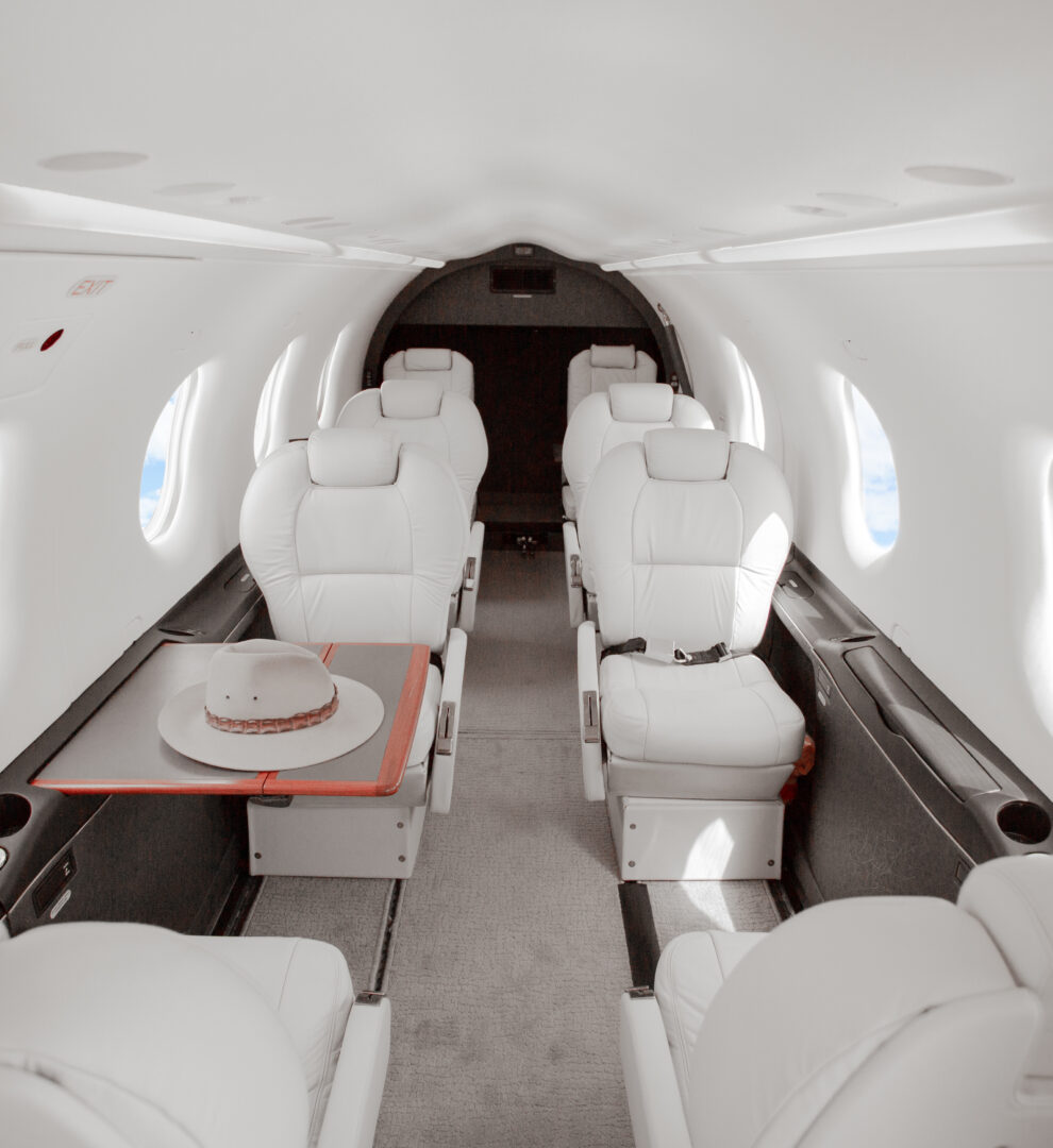 Private jet cabin interior
